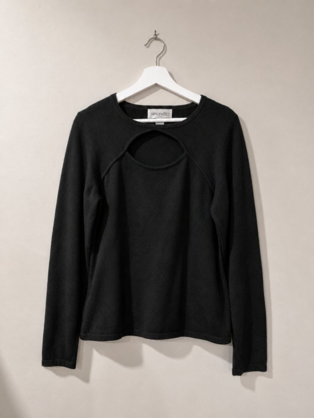Bloomingdale's Women's XL Black 100% Cashmere Cutout Sweater Quiet Luxury